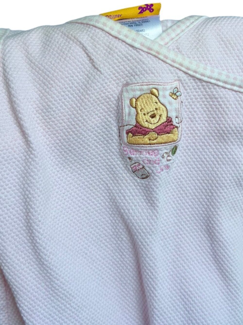 Vintage Y2K Disney Winnie The Pooh Gingham Seersucker Baby Overall Sz 3/6m RARE - Picture 4 of 7